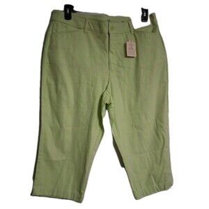 NWT Women's St. John's Bay Secretly Slender Capri Pants Size 16 Shadow Lime